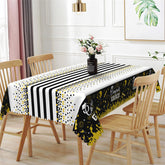 Lofaris Congrats Grad Black Stripes And Dots Tablecloth